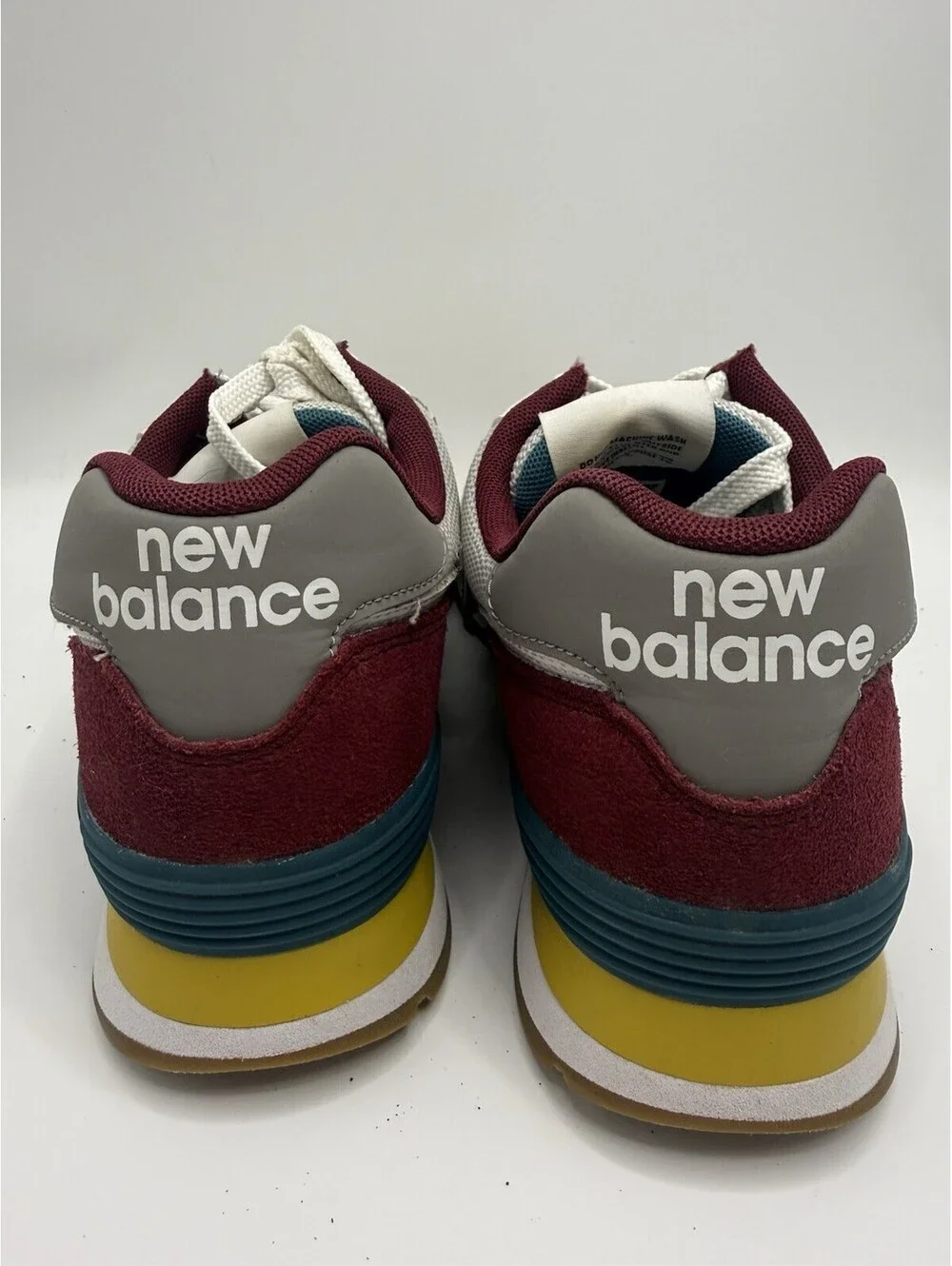 New Balance 574 Sneakers Men’s Size 7 Green Yellow Burgundy Grey